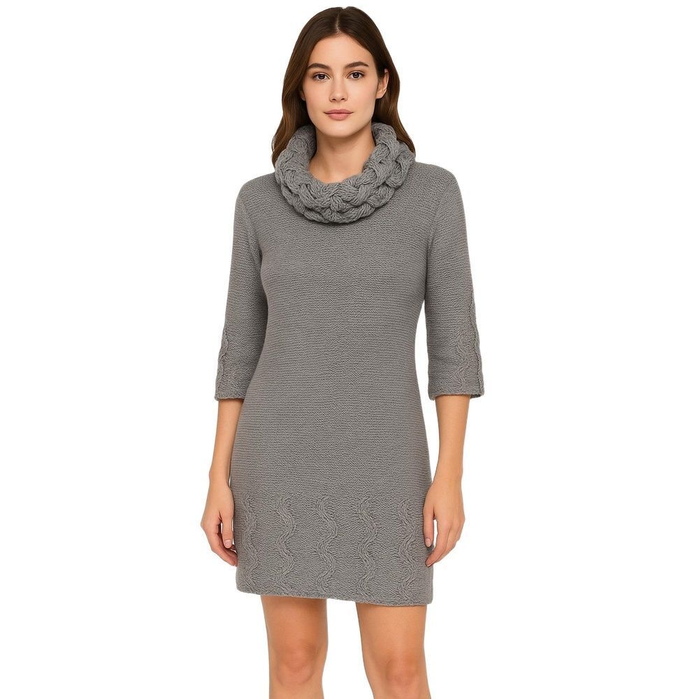 Cozy S&S Casual Womens Cowl Neck Sweater Short Sleeve Wool Gray Tunic S
